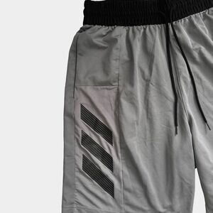 Adidas Basketball Shorts - Gray with Diagonal Stripes - Size L